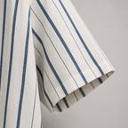 Men’s Beige & Blue Striped Resort Collar Shirt