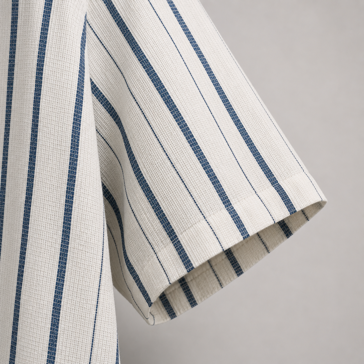 Men’s Beige & Blue Striped Resort Collar Shirt