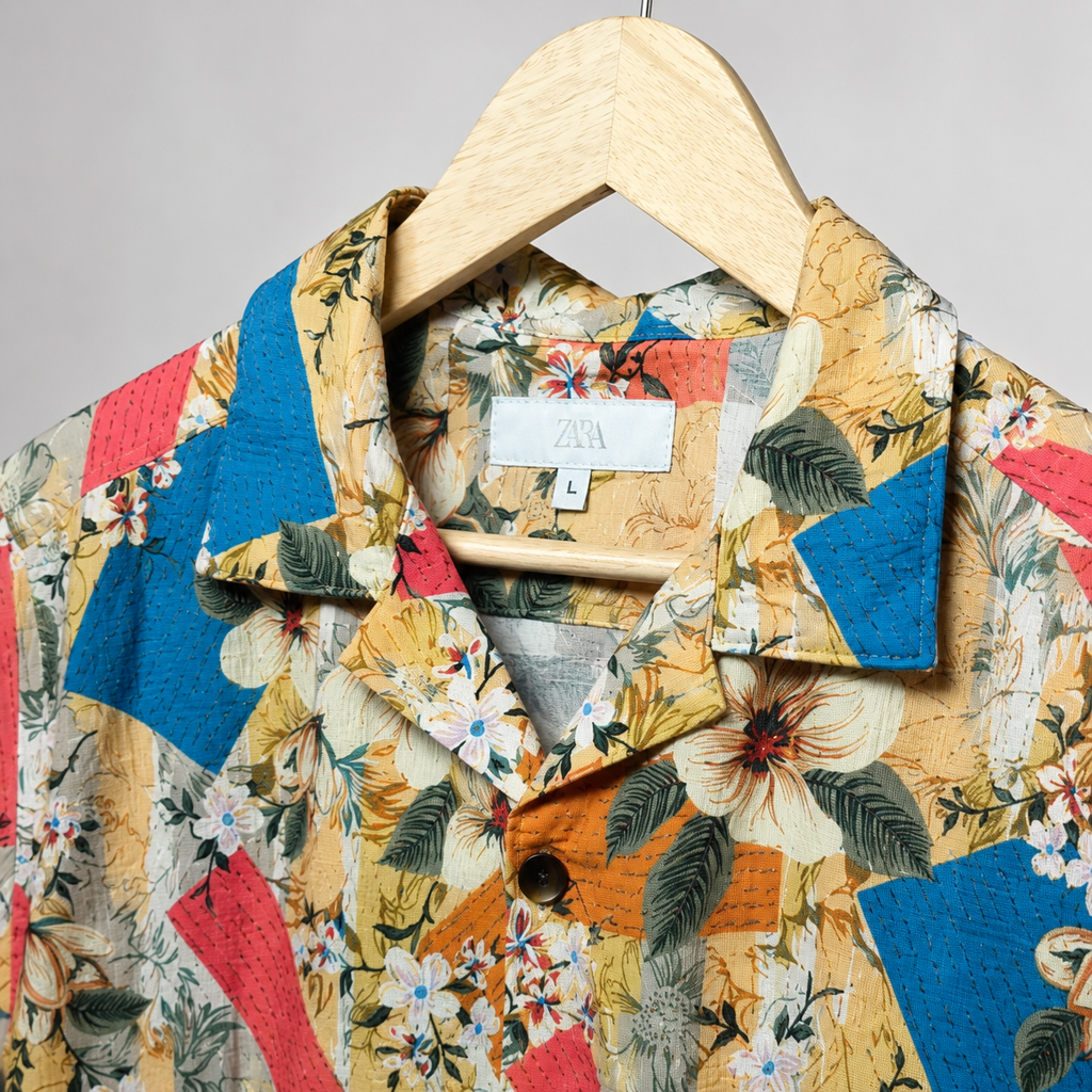 Men’s Tropical Floral Printed Half Sleeve Shirt – Multicolor