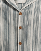 Men’s Blue Striped Short Sleeve Button-Up Shirt