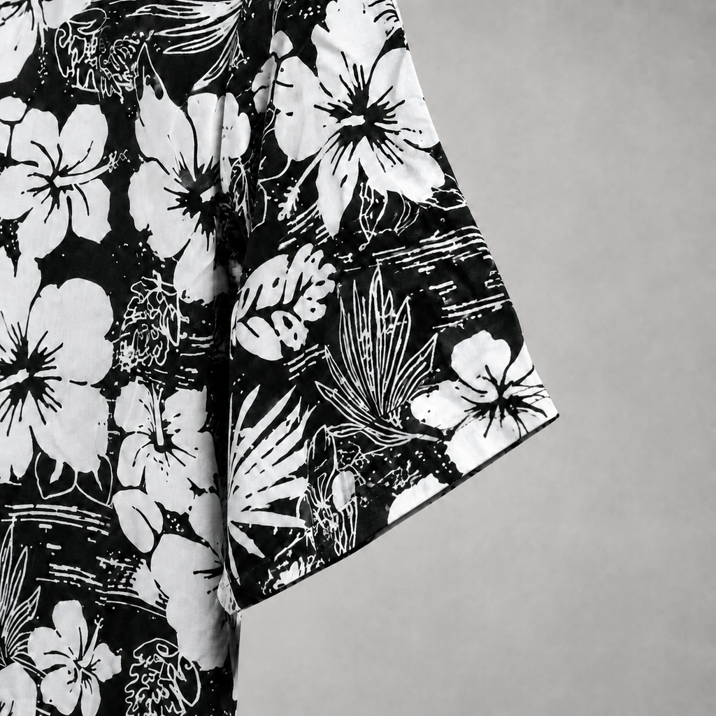 Premium Tee Black & White Floral Printed