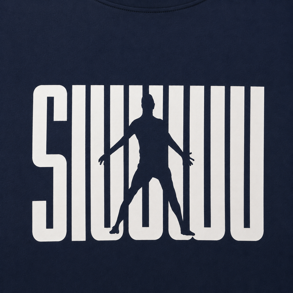 Oversized Ronaldo SIUU Drop Shoulder Tee – Navy Blue