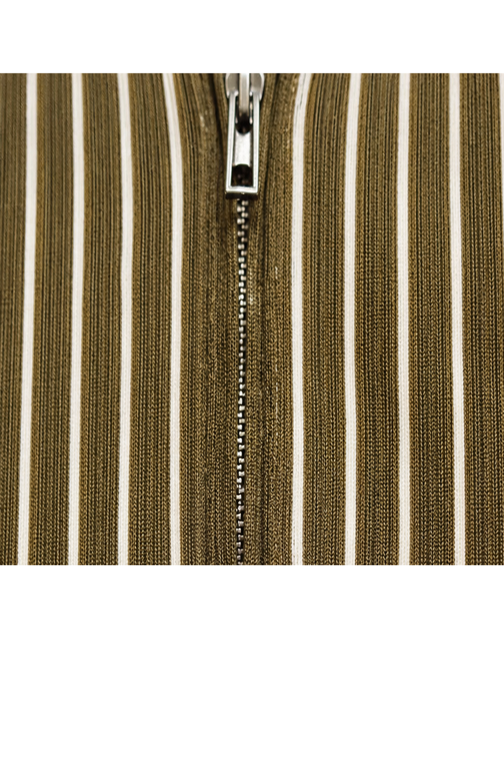 Men’s Vertical Stripe Zip Polo T-Shirt – Olive Brown