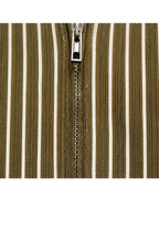 Men’s Vertical Stripe Zip Polo T-Shirt – Olive Brown