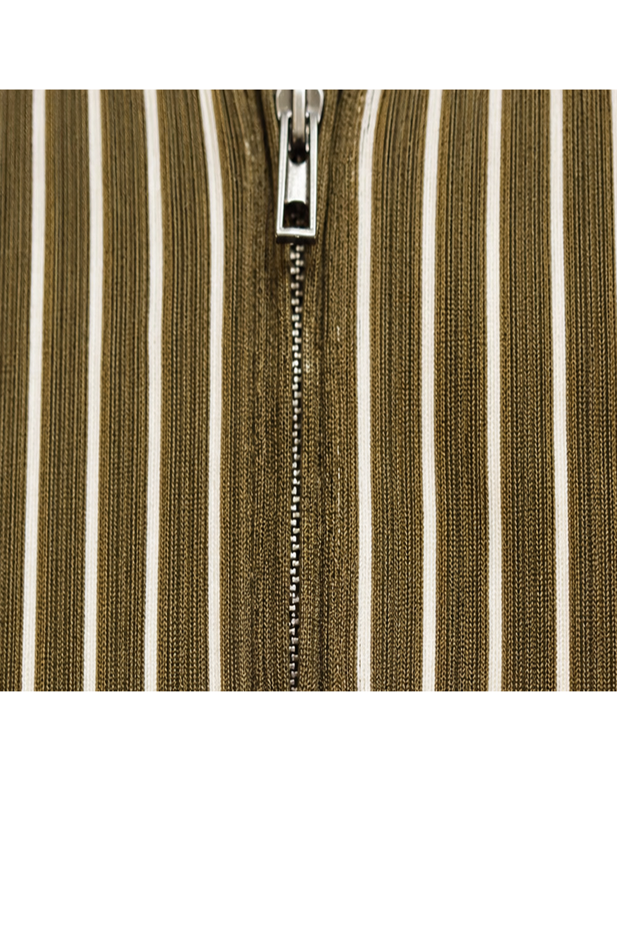Men’s Vertical Stripe Zip Polo T-Shirt – Olive Brown