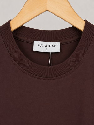 Brown Oversized Drop Shoulder Graphic Tee for Men