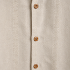 Men’s Cream Textured Stripe Short Sleeve Button-Up Shirt