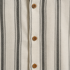 Men’s Cream and Black Striped Short Sleeve Button-Up Shirt