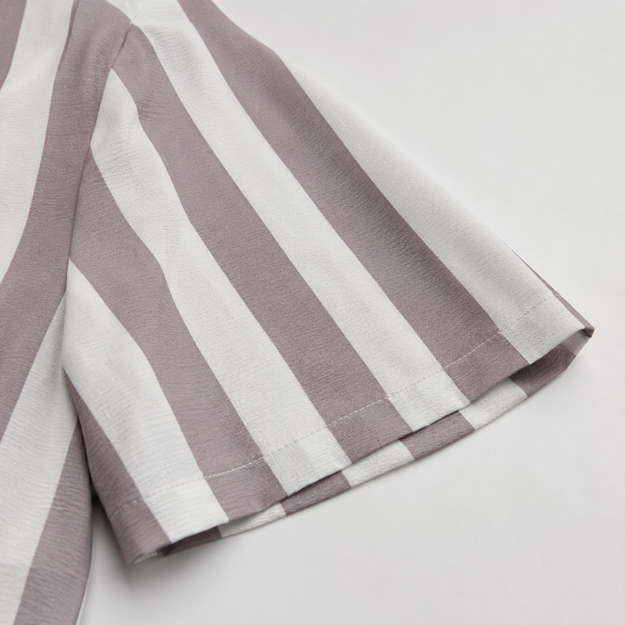 Men’s White & Taupe Striped Short Sleeve-Vintage Light Taupe