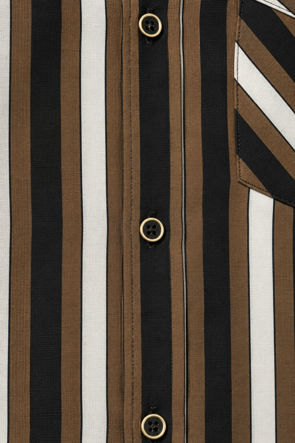 Men’s Brown & Black Striped Short Sleeve-Saddle Brown