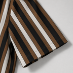 Men’s Brown & Black Striped Short Sleeve-Saddle Brown