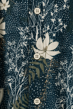 Men's Dark Teal Botanical Slim Fit Shirt-Midnight Lagoon