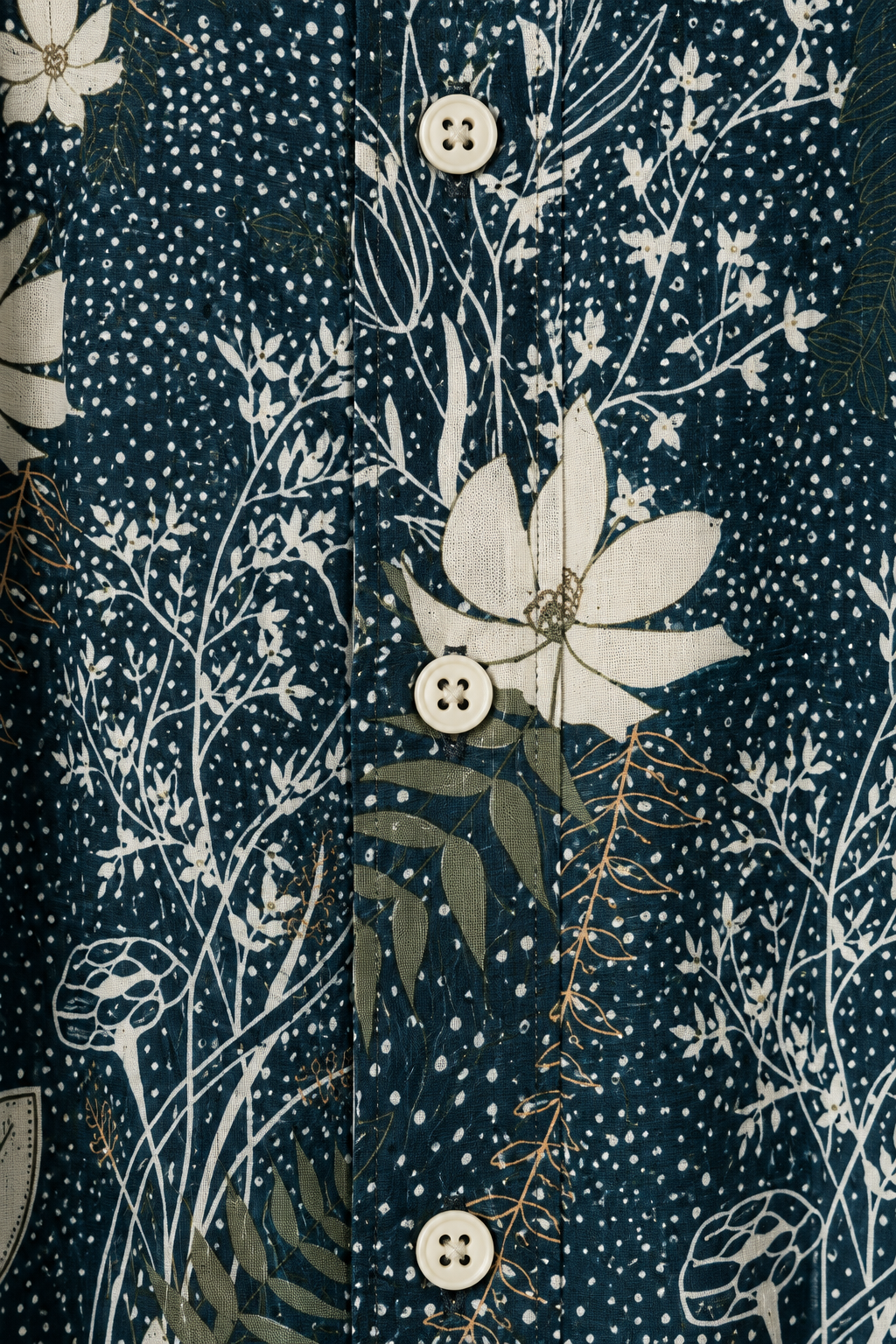 Men's Dark Teal Botanical Slim Fit Shirt-Midnight Lagoon