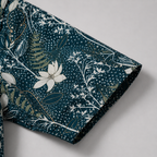 Men's Dark Teal Botanical Slim Fit Shirt-Midnight Lagoon