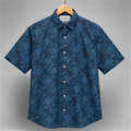 Men's Blue Abstract Print Slim Fit Shirt-Slate Blue