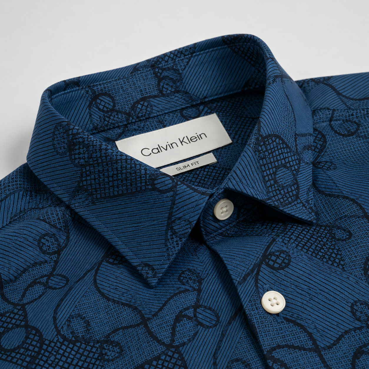 Men's Blue Abstract Print Slim Fit Shirt-Slate Blue