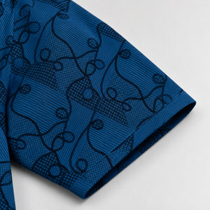 Men's Blue Abstract Print Slim Fit Shirt-Slate Blue