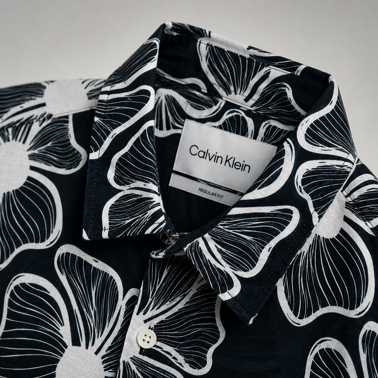 Men's Black & White Floral Regular Fit-Midnight Lotus