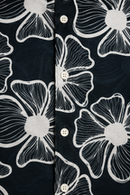Men's Black & White Floral Regular Fit-Midnight Lotus
