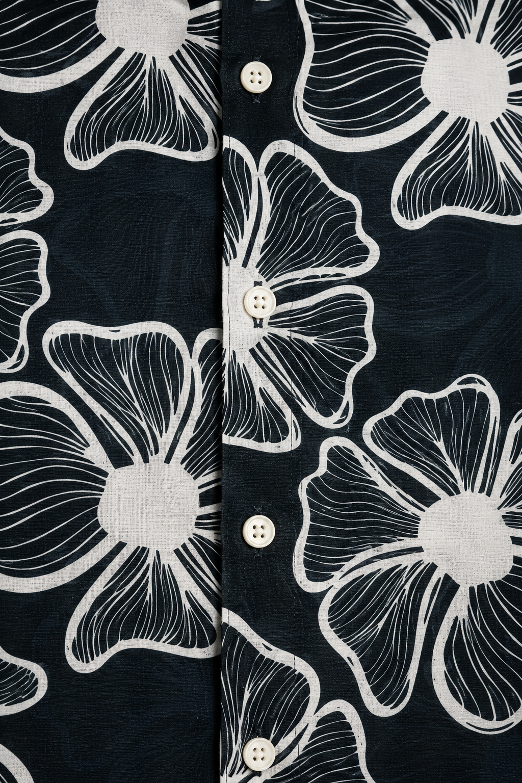 Men's Black & White Floral Regular Fit-Midnight Lotus
