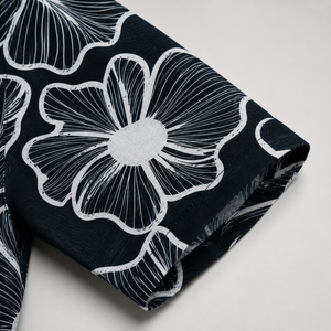 Men's Black & White Floral Regular Fit-Midnight Lotus
