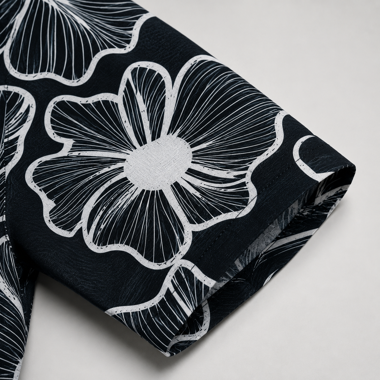 Men's Black & White Floral Regular Fit-Midnight Lotus