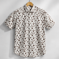 Men's White Floral Short Sleeve-Ivory Floral