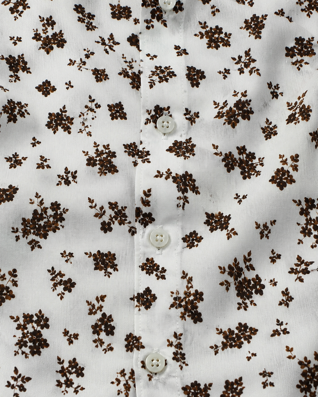 Men's White Floral Short Sleeve-Ivory Floral