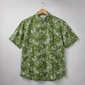 Men's Olive Button-Up Shirt-Botanical Olive