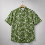 Men's Olive Button-Up Shirt-Botanical Olive