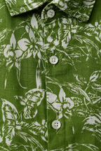 Men's Olive Button-Up Shirt-Botanical Olive
