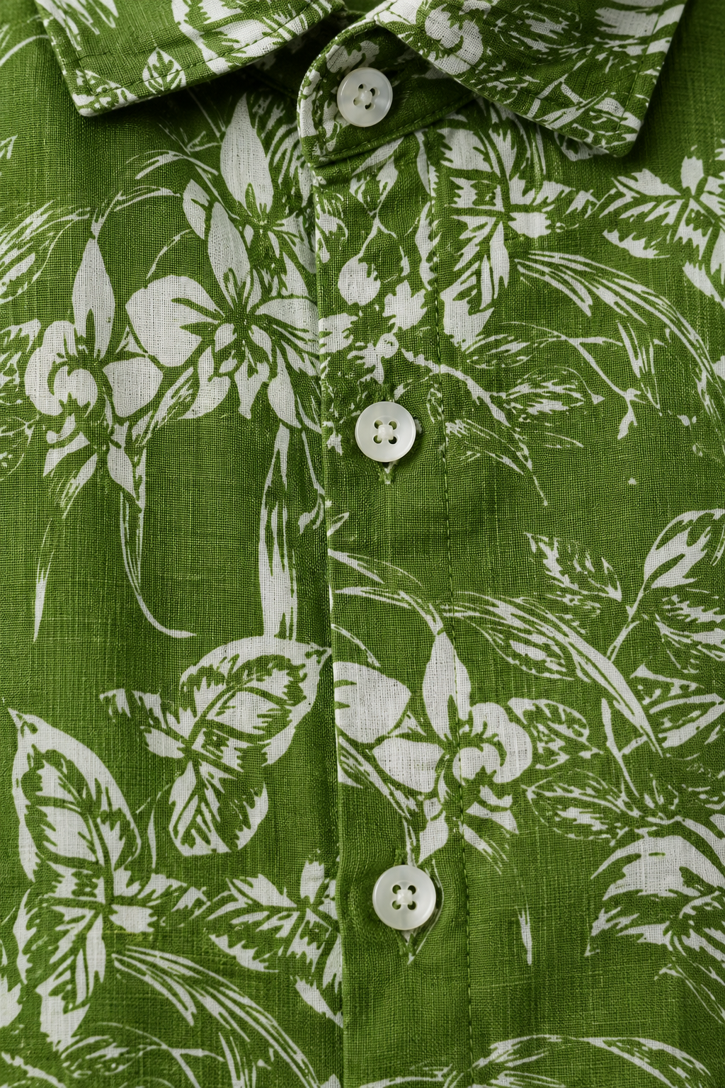 Men's Olive Button-Up Shirt-Botanical Olive