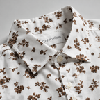 Men's White Floral Short Sleeve-Ivory Floral