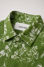 Men's Olive Button-Up Shirt-Botanical Olive