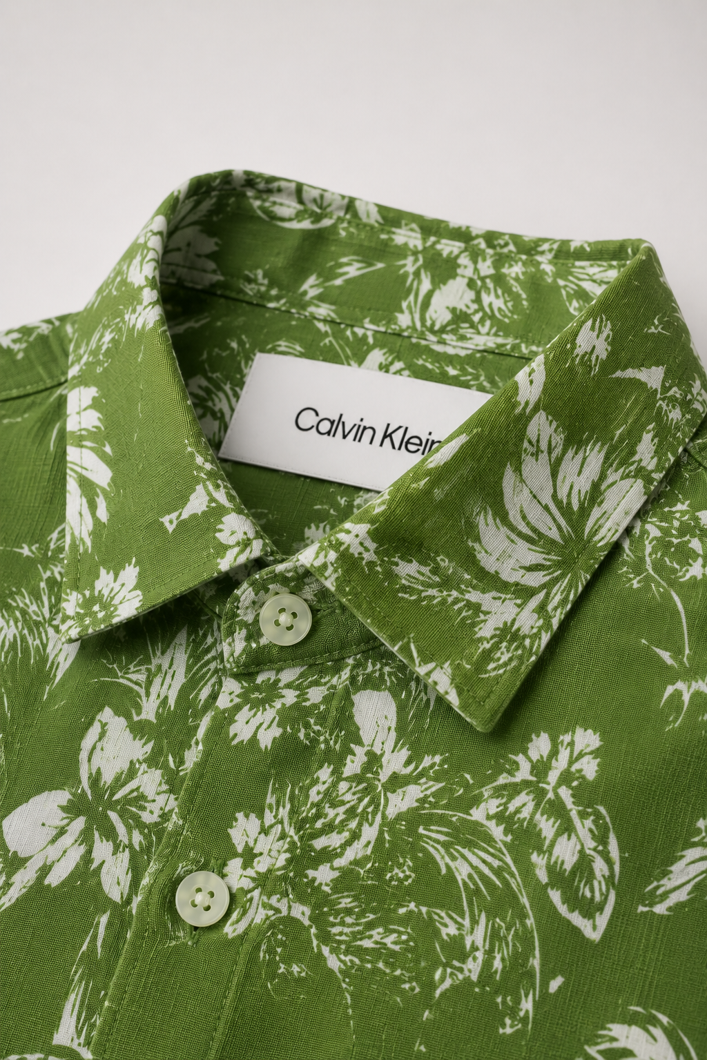 Men's Olive Button-Up Shirt-Botanical Olive