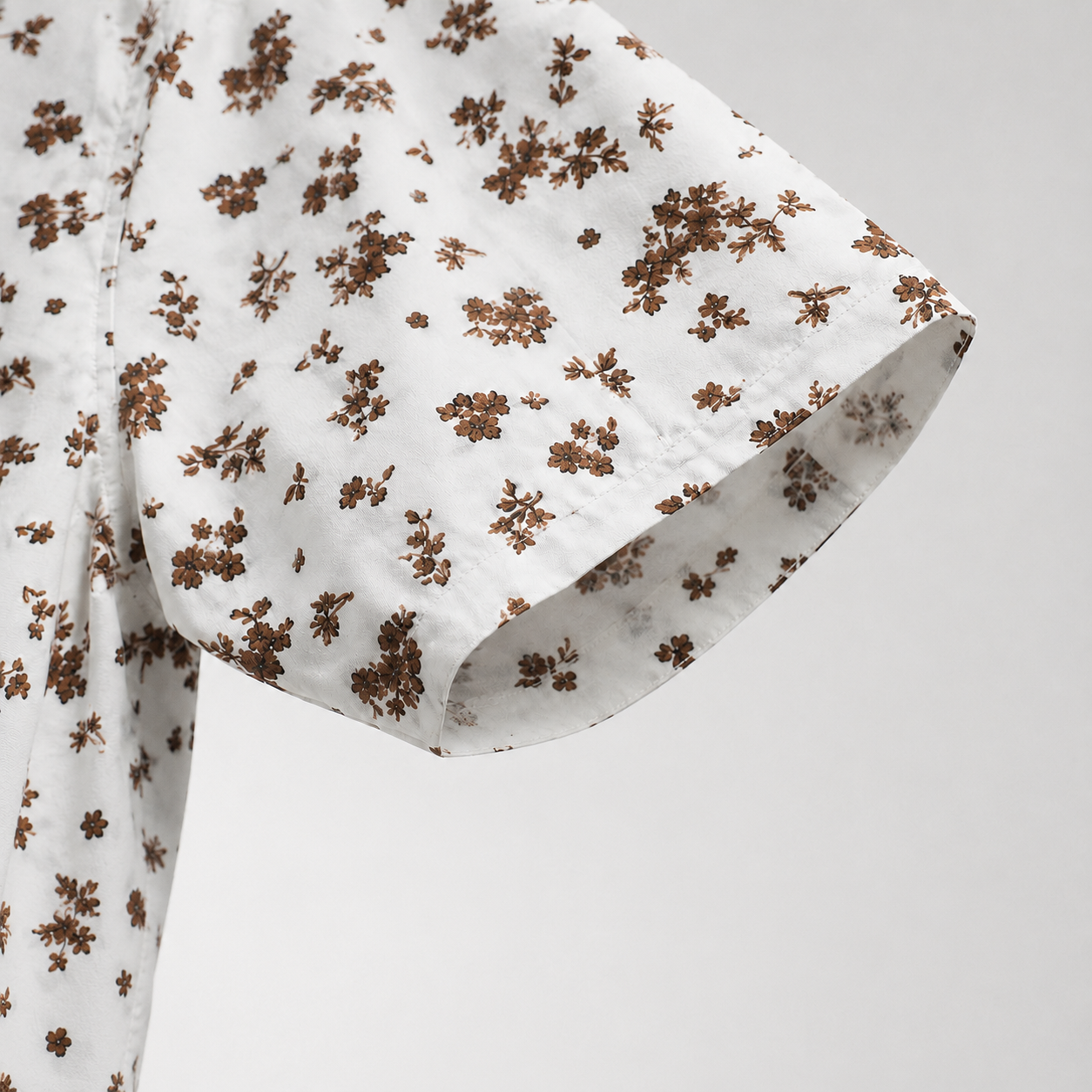 Men's White Floral Short Sleeve-Ivory Floral