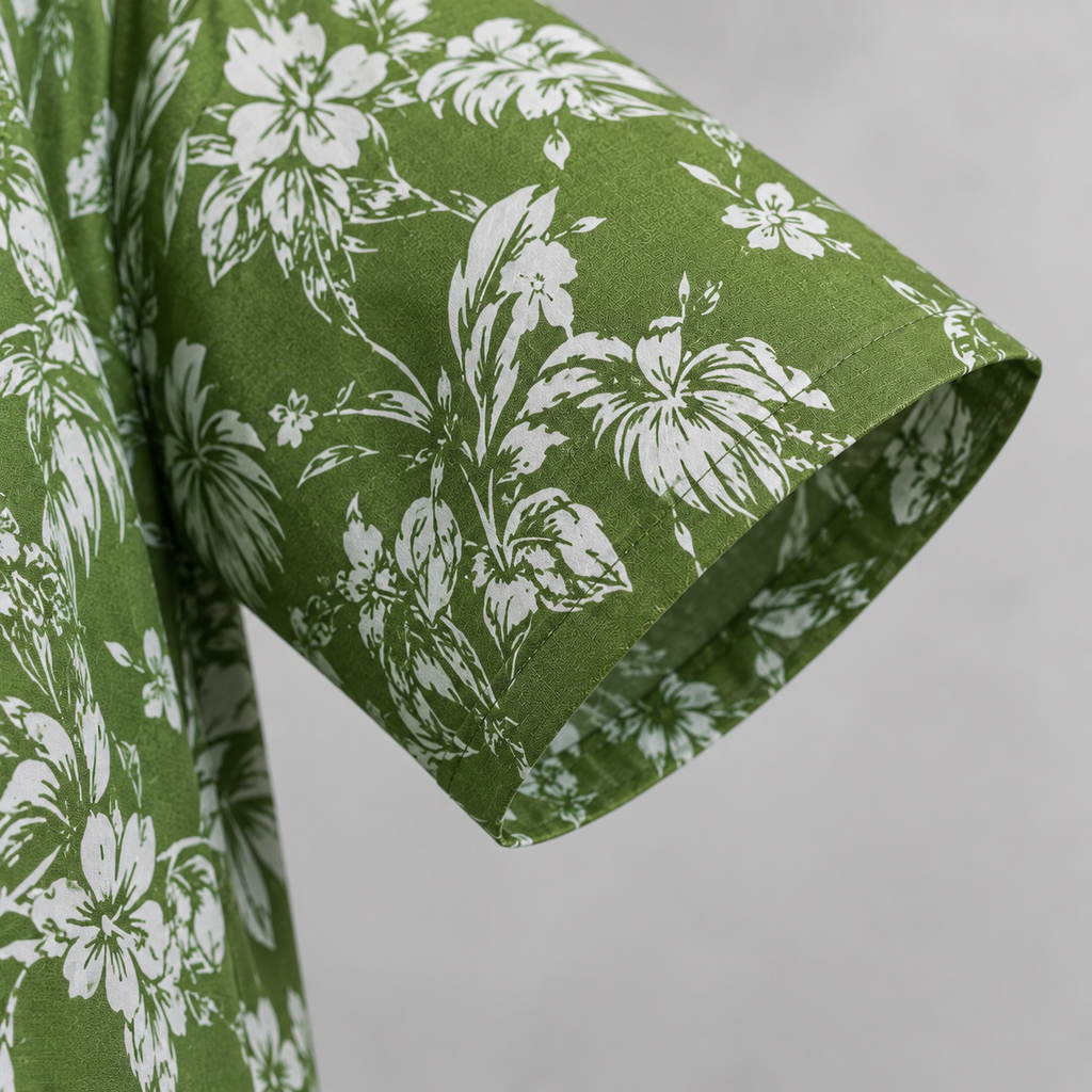 Men's Olive Button-Up Shirt-Botanical Olive
