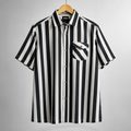 Men’s Black and White Striped Short Sleeve-Monaco Tuxedo