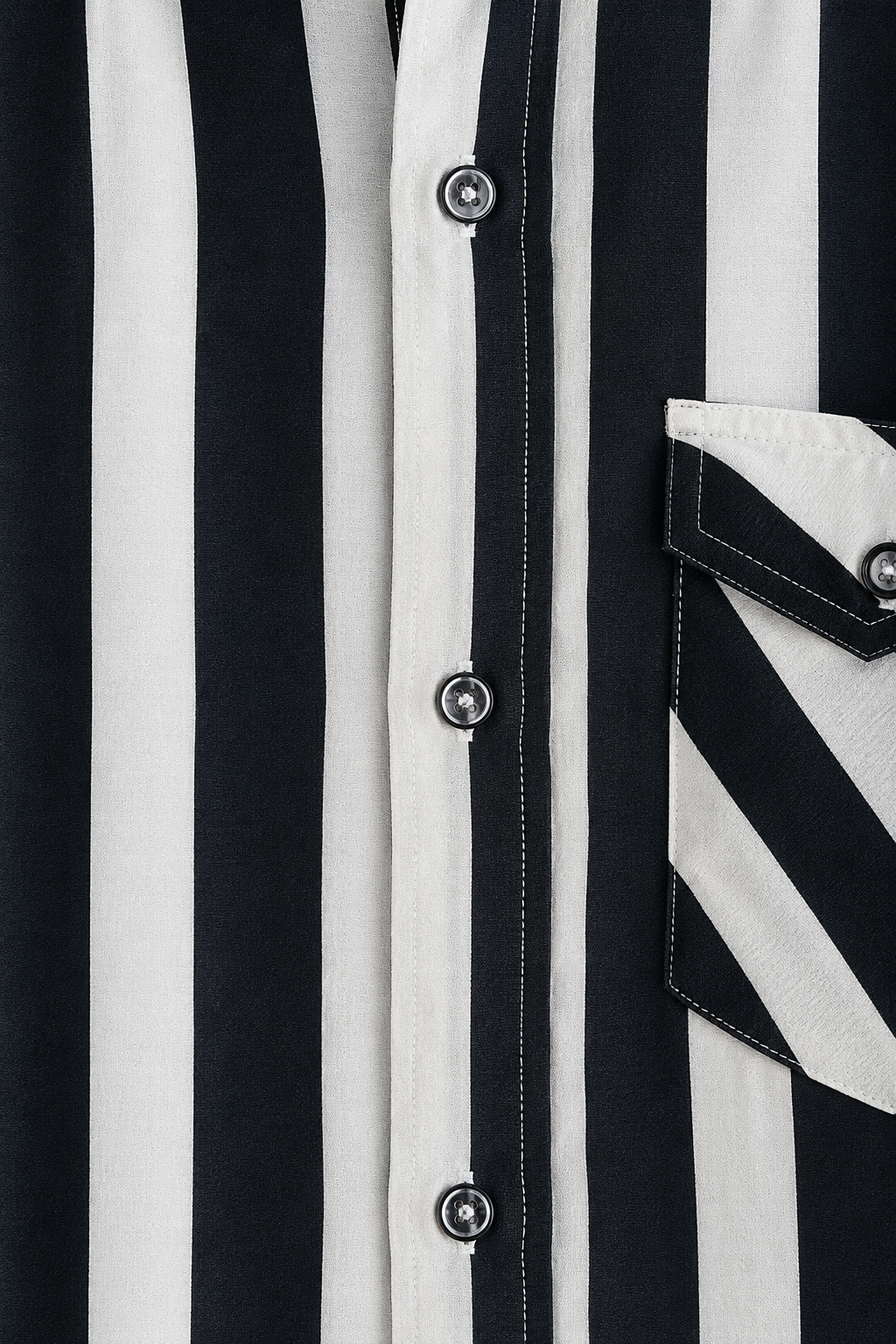 Men’s Black and White Striped Short Sleeve-Monaco Tuxedo