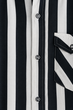 Men’s Black and White Striped Short Sleeve-Monaco Tuxedo