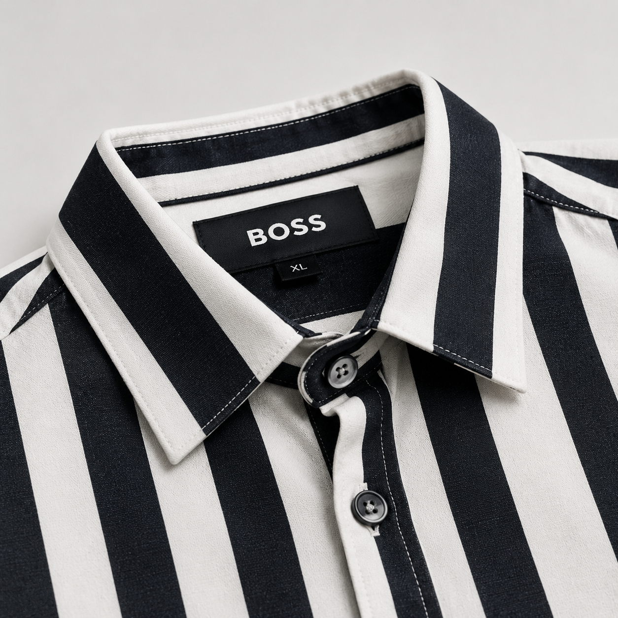 Men’s Black and White Striped Short Sleeve-Monaco Tuxedo