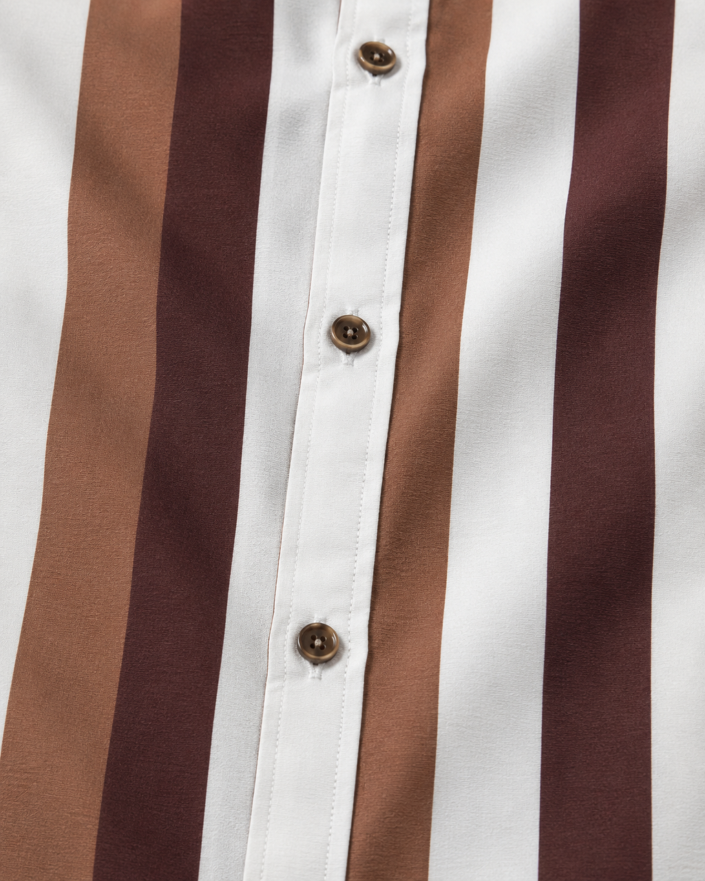 Men’s White & Brown Vertical Stripe Short Sleeve-Cognac Caramel