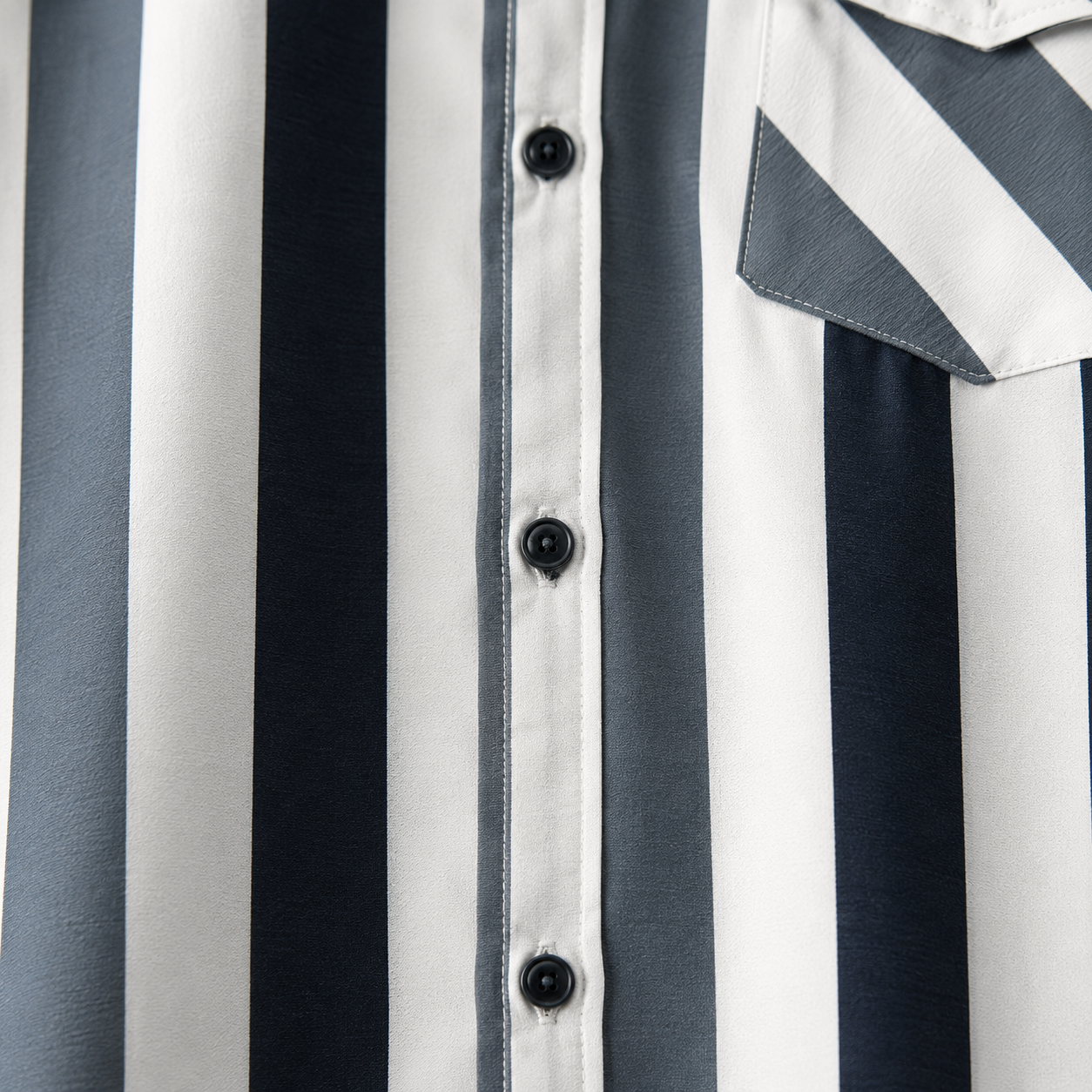 Men's White & Silver Striped Short Sleeve-Monochromic Forest