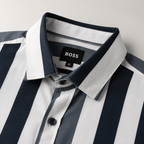Men's White & Silver Striped Short Sleeve-Monochromic Forest