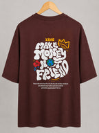 Brown Oversized Drop Shoulder Graphic Tee for Men