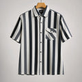 Men's White & Silver Striped Short Sleeve-Monochromic Forest