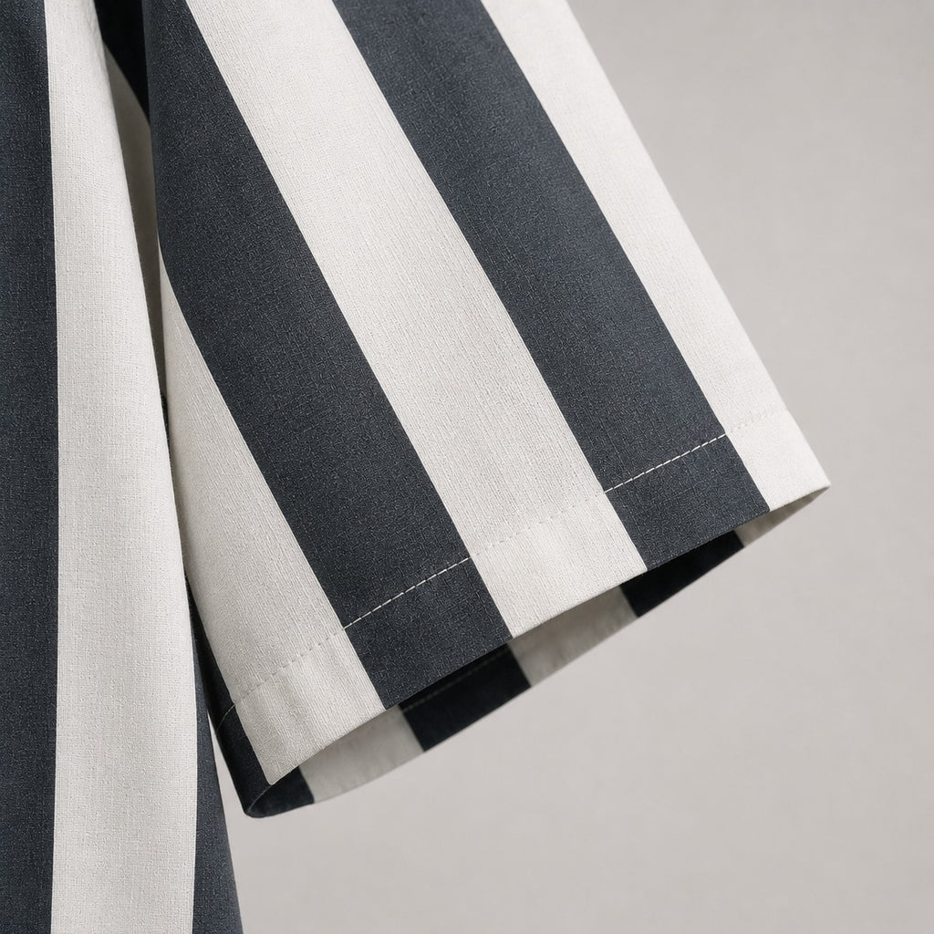 Men's White & Silver Striped Short Sleeve-Monochromic Forest