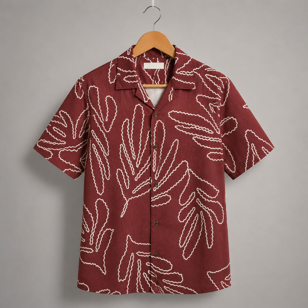Premium Tee Shirt Maroon Floral