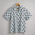 Premium Tee Ivory Sky Blue Botanical