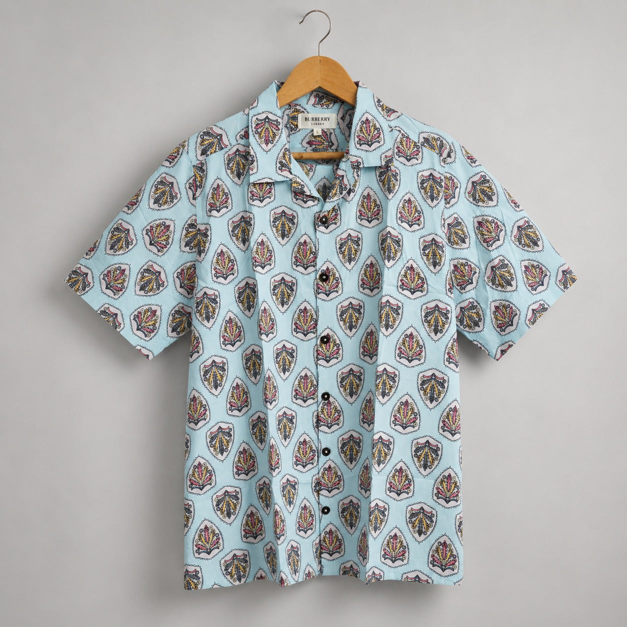 Premium Tee Ivory Sky Blue Botanical